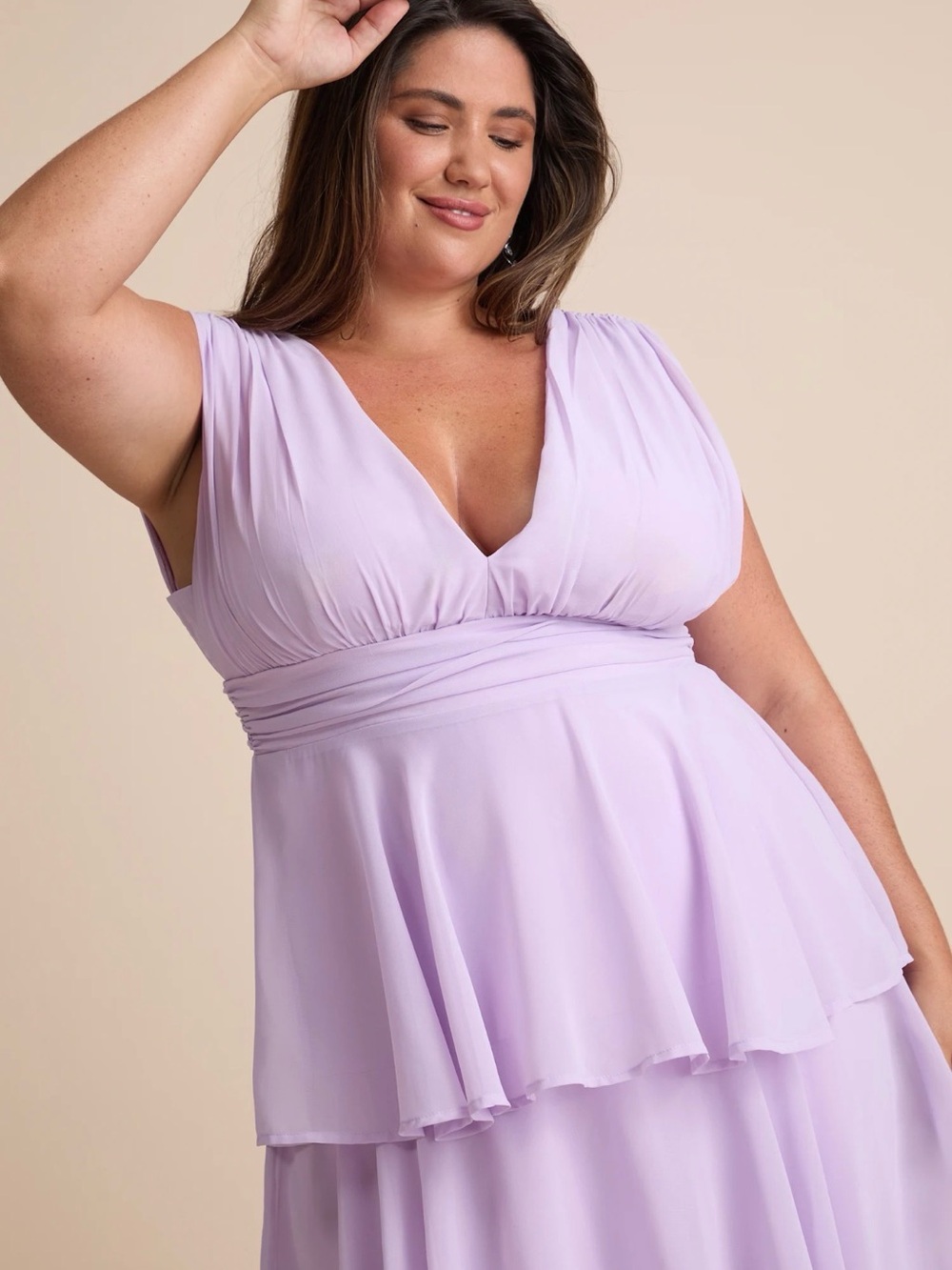Lulus Lavender Pastel Purple Tiered Maxi Dress 1X NWT Evening Gown Wedding Guest - Picture 2 of 12